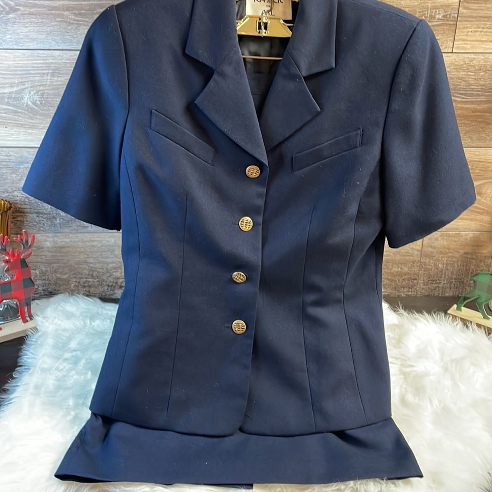 Vintage Kasper For A.S.L. Ladies 2 pc Dress Skirt Set, Size 6, Navy Blue